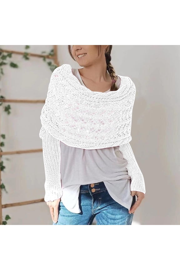 Womens Sweater Off Shoulder Wrap Hollow Knit Cape Sweater Long Raglan Sleeve Solid Loose Textured Pullover Irregular Asymmetric Crew Neck Casual Sweaters for Fall Fashion Layering Wear