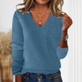 thumbnail image 1 of Snorda Womens Sweater V Neck Solid Soft Knit Sweater Long Sleeve Slim Fits Basic Pullover Casual Loose Lightweight Comfy Top for Fall Winter Daily Wear, 1 of 6