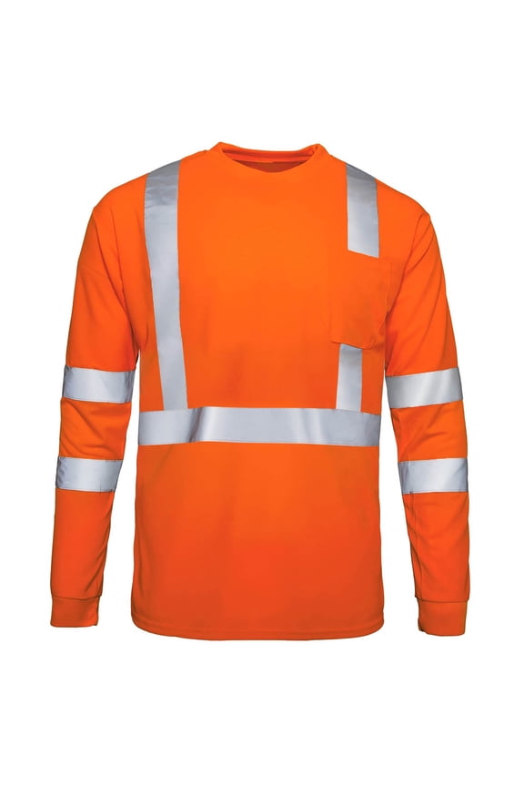 Work Shirts for Men Class 3 High Visibility Safety T-Shirt with Chest Pockets Mesh Breathable Reflective Shirts for Men Road Work and Warehouse Jobs