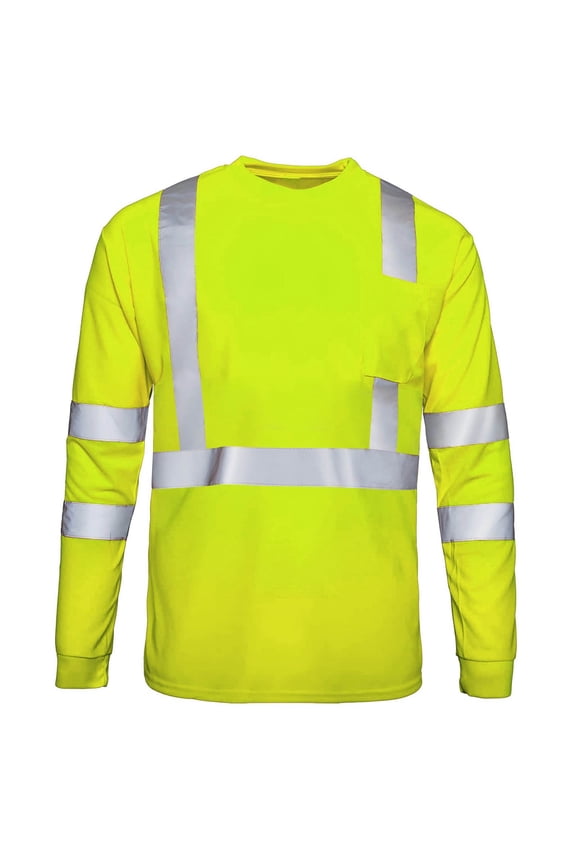 Work Shirts for Men Class 3 High Visibility Safety T-Shirt with Chest Pockets Mesh Breathable Reflective Shirts for Men Road Work and Warehouse Jobs