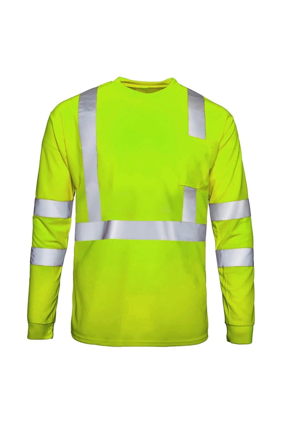 Work Shirts for Men Class 3 High Visibility Safety T-Shirt with Chest Pockets Mesh Breathable Reflective Shirts for Men Road Work and Warehouse Jobs