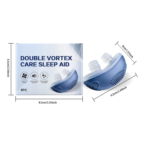 Snore Reducing Aids Nasal Dual Vortex Sleep Aid Device for Snoring Relief ABS Silicone Nasal Insert Anti Snoring Device with Built in Battery Gentle Airflow for Better Sleep