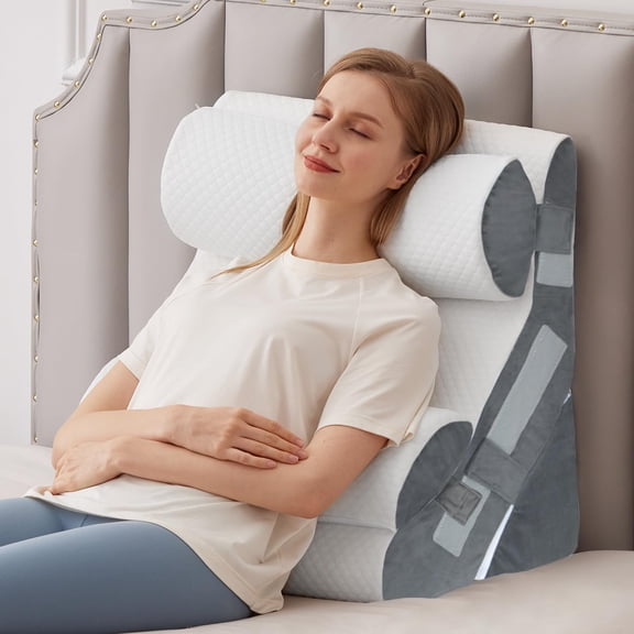 Snore Reducing Pillows White/Grey 4pcs Adjustable Versatile Headboard Support