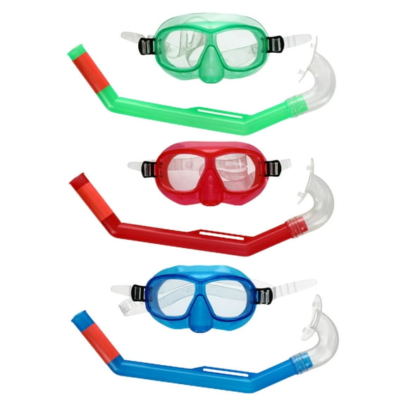 Snorkel and Goggle Sets, Assorted Colors Swimming Goggles No Leaking Anti Fog UV Protection Silicone Diving Mask Scuba Pool Toys for Kids Children Boys Girls Boys Snorkeling  Accessories Pack of 3