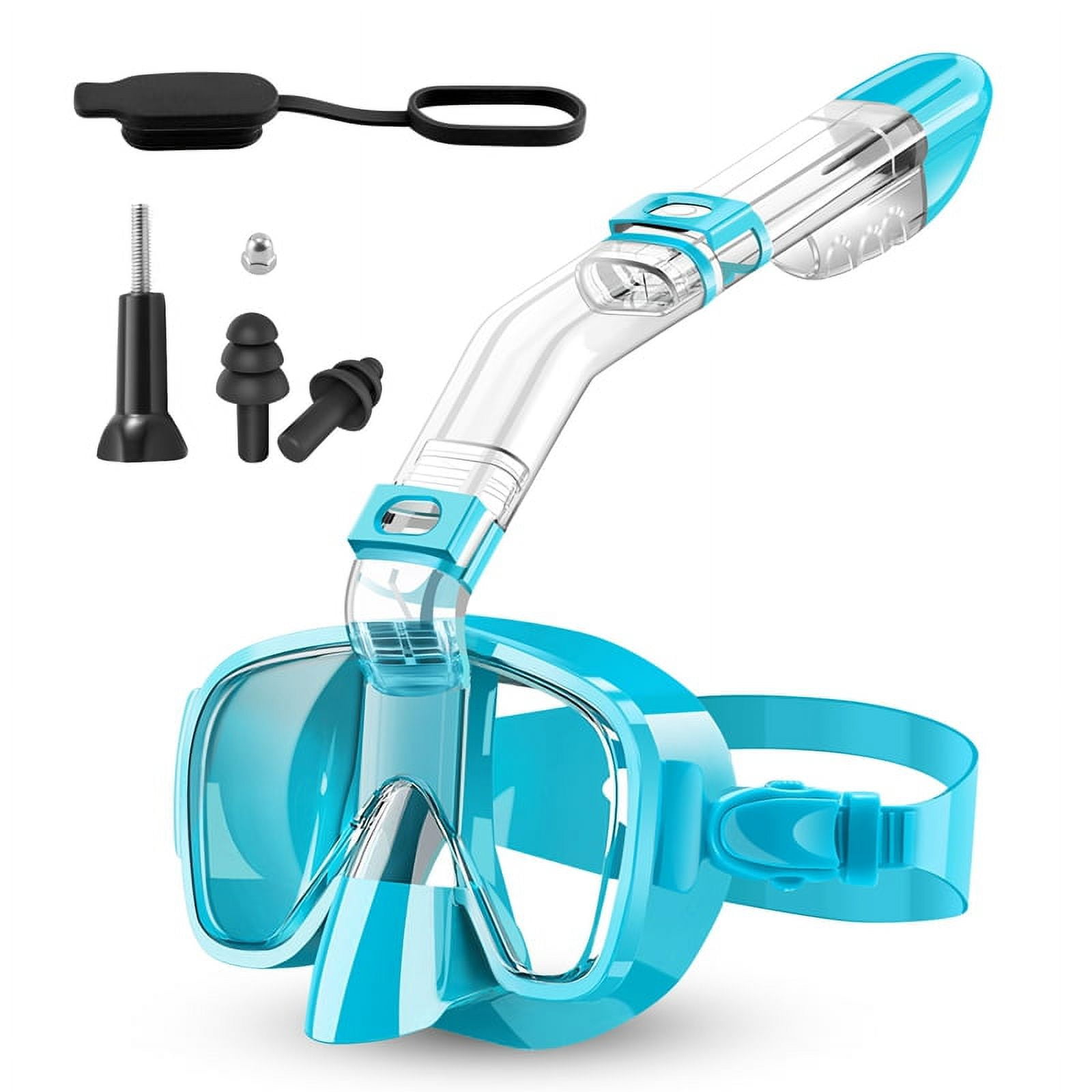 Snorkel Mask Foldable Diving Mask Set with Camera Mount, Green ...