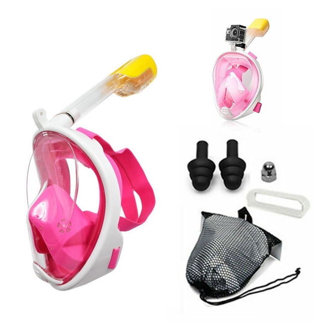 Mountdog Full Face Snorkel Mask Set with Panoramic View, Camera Mount ...