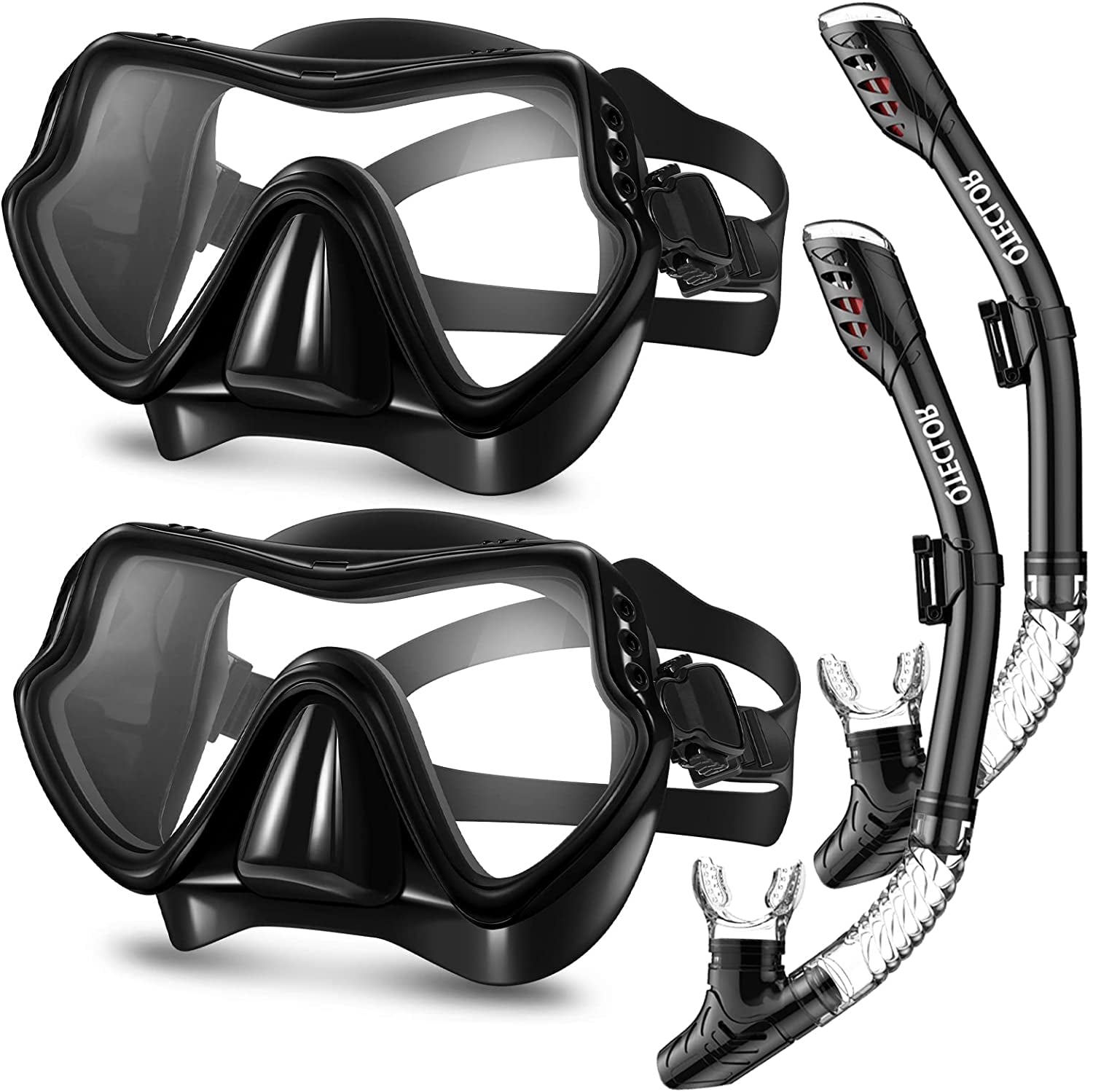 Snorkel Mask Set Snorkeling Gear Dry Snorkel Set and Mask Adults Anti Fog 180 Degree Seaview