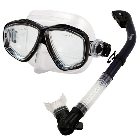 Snorkel Mask Set for Men, Women, Kids Snorkeling Scuba Diving Gear, scs0066-black