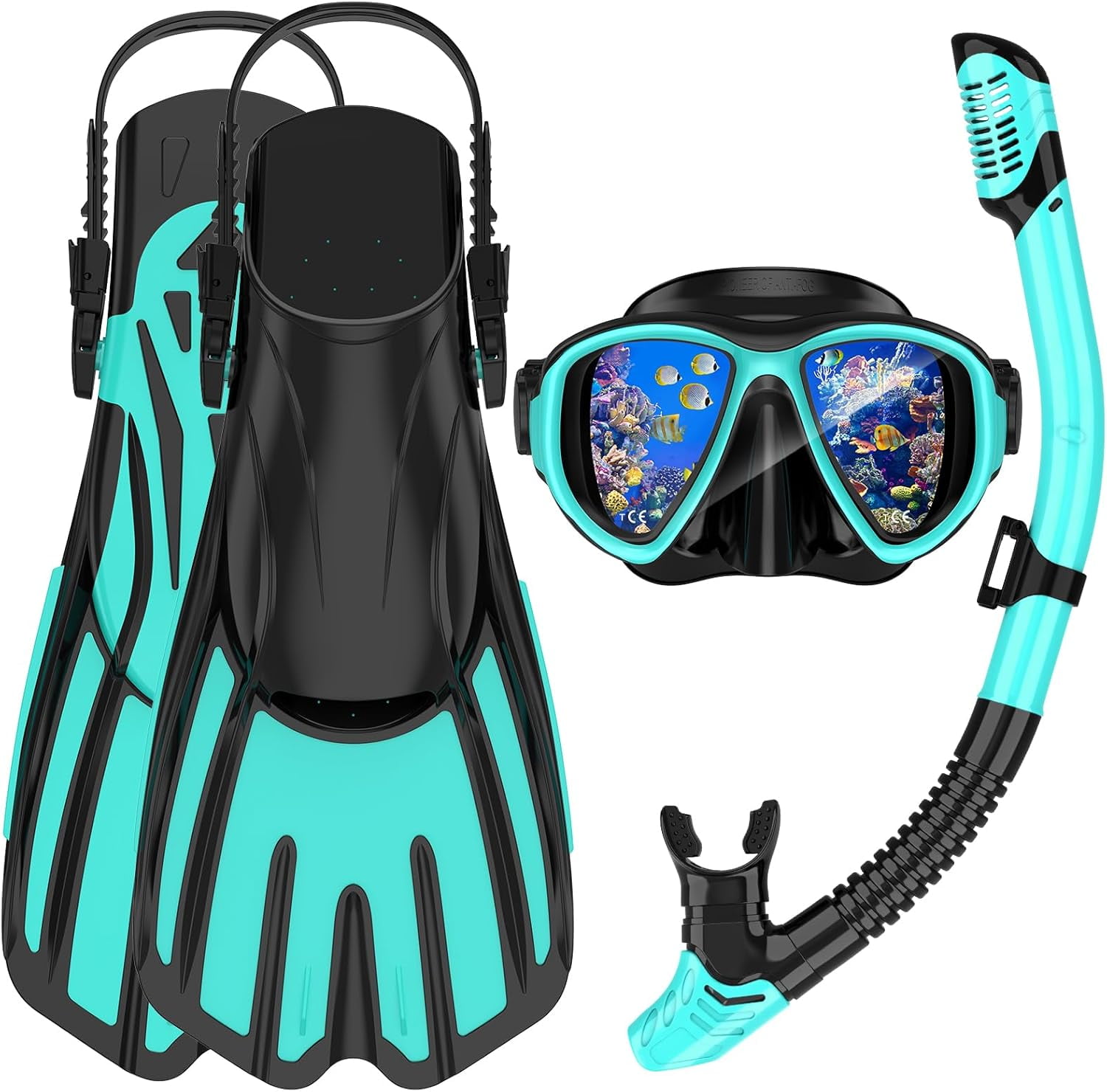 Snorkeling Gear for Adults,3 in 1 Snorkel Set with Panoramic View ...