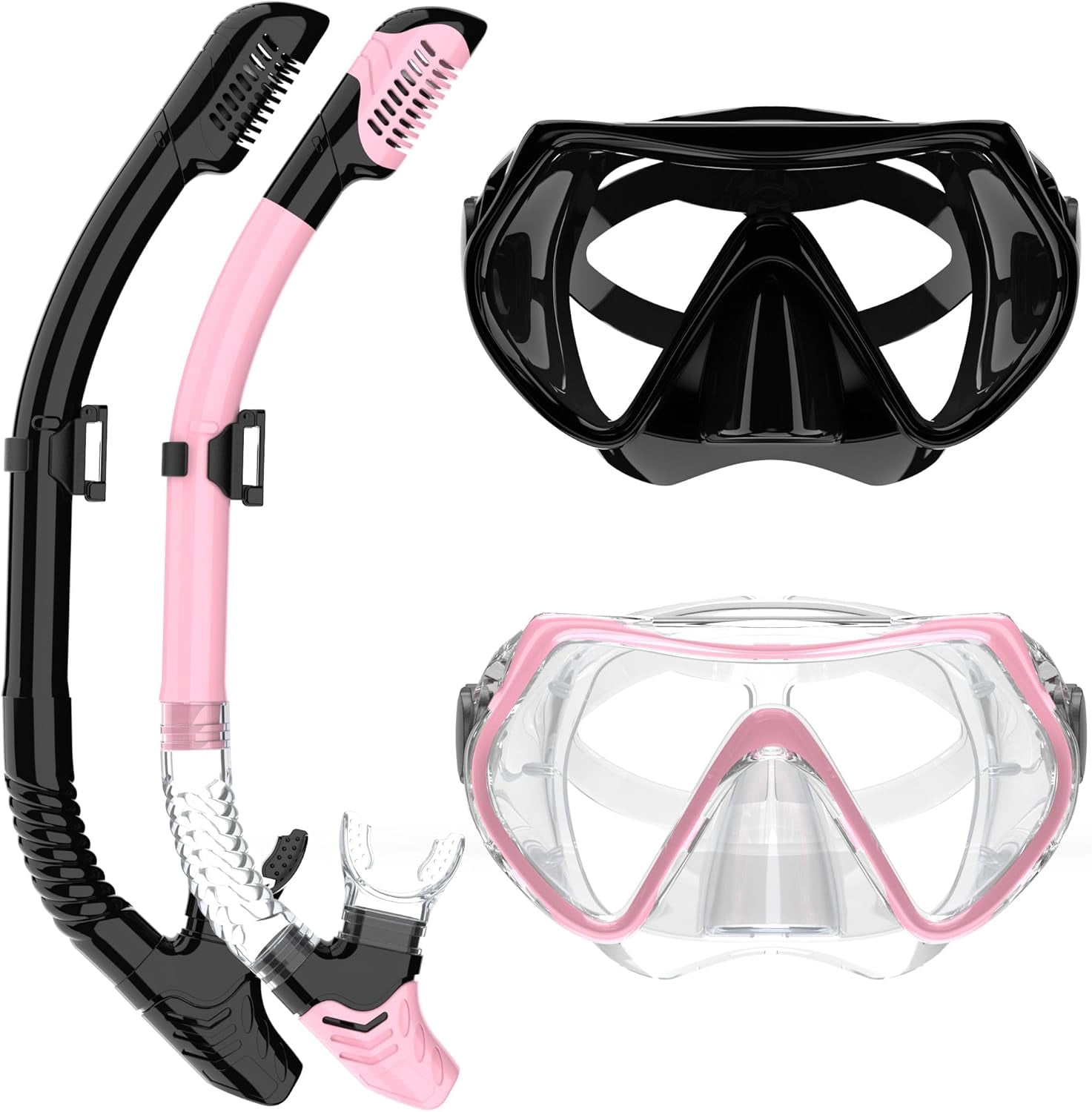 Snorkeling Gear for Adults, Dry Snorkel Set 180° Panoramic Wide View ...