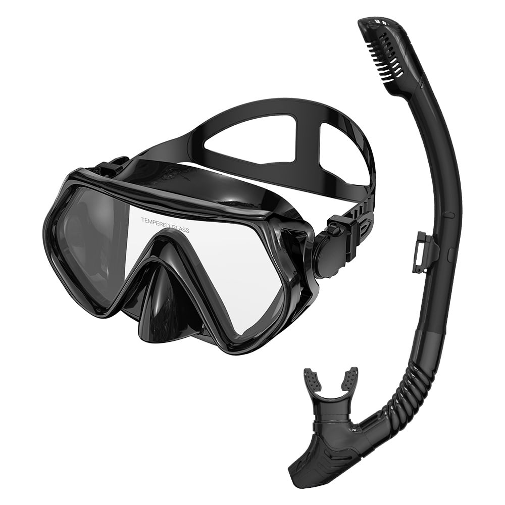 Snorkeling Gear for Adults, Dry-Top Snorkel Set Scuba Diving mask ...