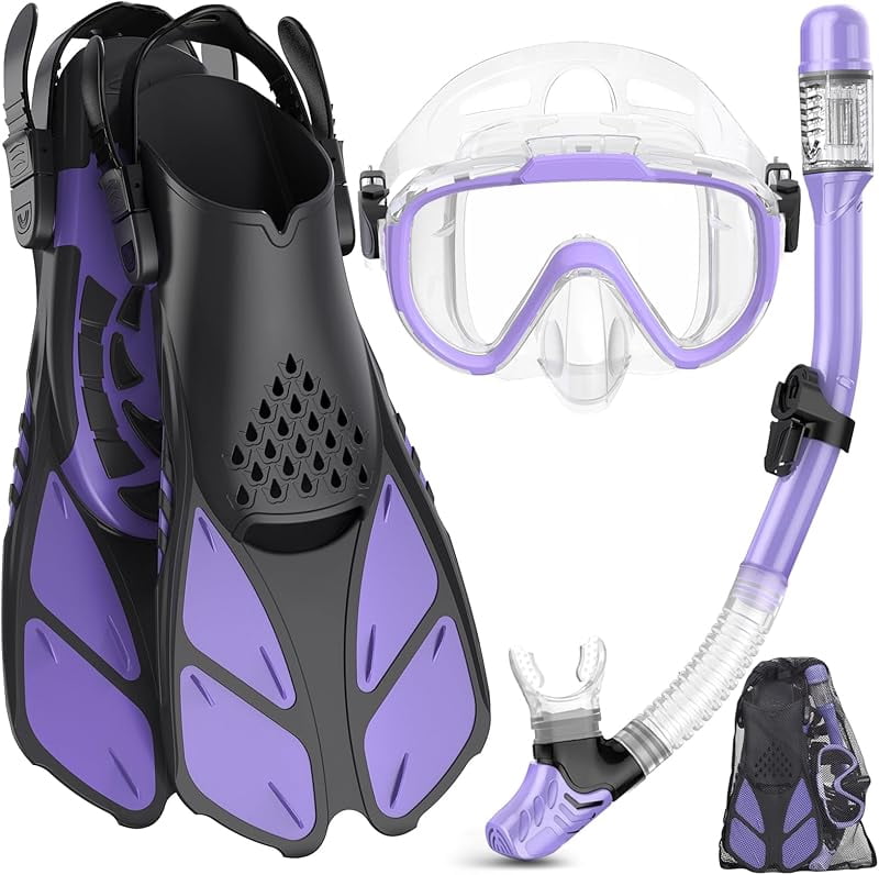 Snorkeling Gear for Adults Men Women,4 in 1 Snorkel Set with Panoramic ...