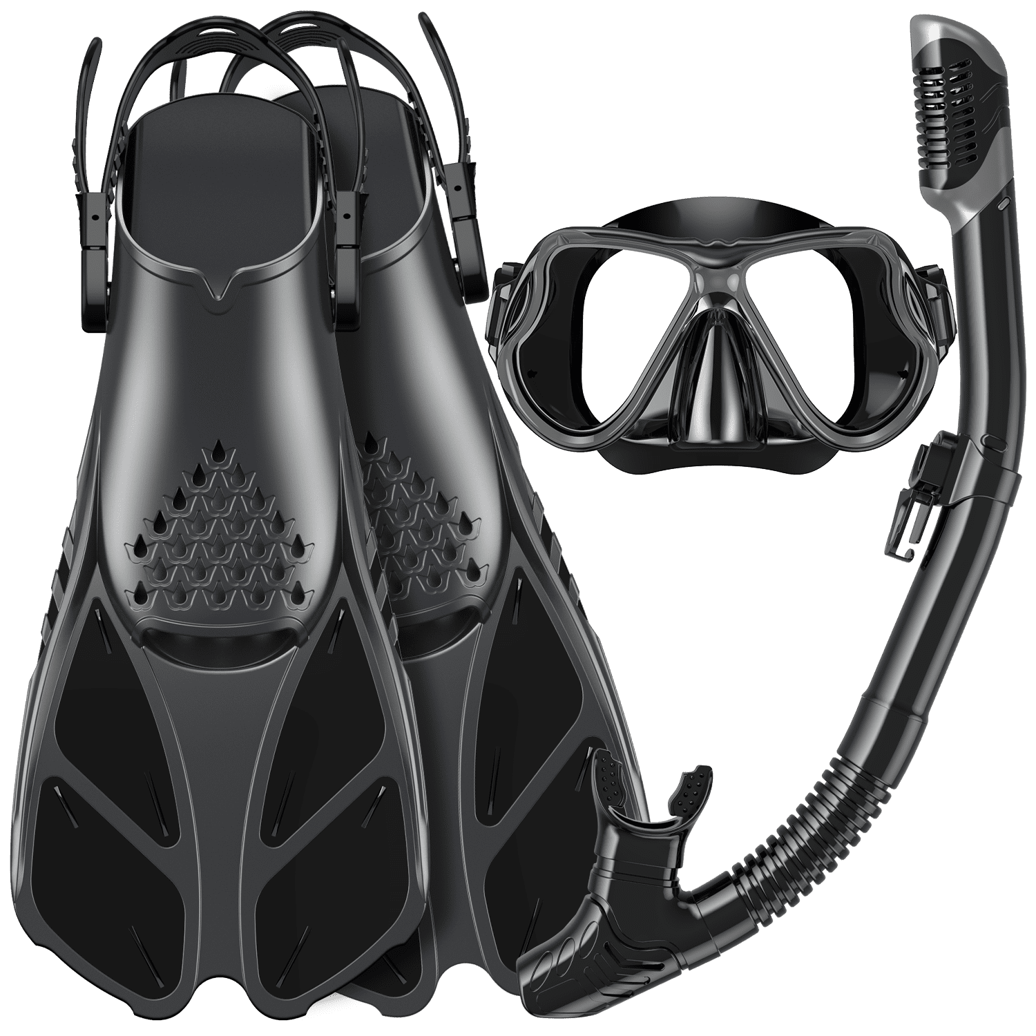 Snorkeling Gear for Adults Youth Mask Fins Snorkel Set with Panoramic View Snorkel Mask, Dry