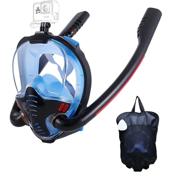 Snorkeling Mask, Double Tube Silicone Full Dry Diving Mask Adult Swimming Mask Diving Goggles Self Contained Underwater Breathing