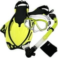 thumbnail image 1 of Snorkeling Scuba Dive DRY Snorkel Purge Mask Diving Fins Gear Set, Yellow, MLXL, 1 of 3