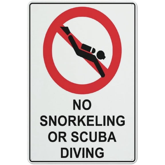 No Snorkeling Or Scuba Diving Reflective Aluminum Sign - 8"x12", UV Protected, Waterproof, 4 Pre-Drilled Holes - Pool, Lake, Ocean, Restricted Water Area