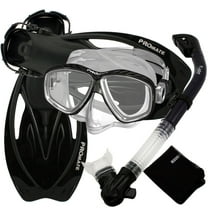 Snorkeling Set Scuba Dive Gear Snorkel Mask Diving Fins Set,Black,SM