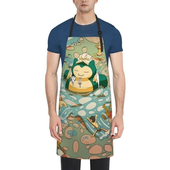 Snorlax Apron with Pockets Apron Aprons for Women Men Watercolor Aprons Chef Cooking Aprons Baking Aprons Gardening Aprons 28 x 33 inch