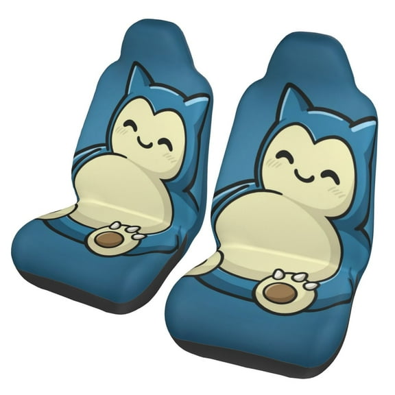 Snorlax Car Seat Covers 2 Pack Cartoon Print Front Seat Covers Interior Accessory Universal Vehicle Seat Protector Fit for Car Auto Truck Van SUV Sedan