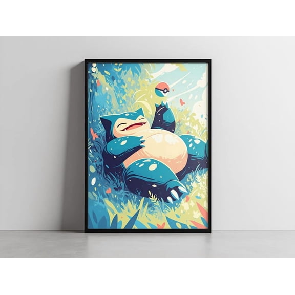 Snorlax Chilling Under Tree Pokemon Anime poster Wall Art Decor 8x12 UNFRAMED