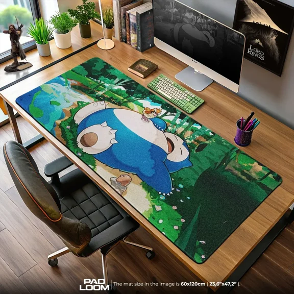 Snorlax Forest Nap Mouse Pad, Anime Gaming Desk Mat, Cozy Character Artwork, Large Computer Desk Pad, Gamer Setup Accessory