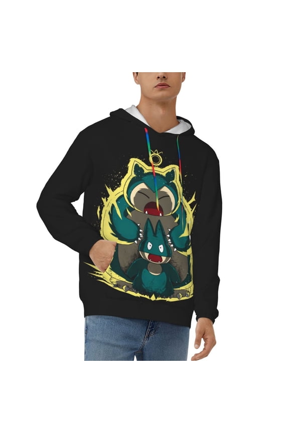 Snorlax Men's Hoodie Novelty Pattern Long Sleeve Unisex Pullover Hoodies Casual Hooded Sweatshirt with Pocket