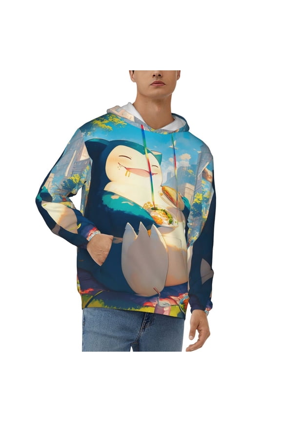 Snorlax Men's Hoodie Novelty Pattern Long Sleeve Unisex Pullover Hoodies Casual Hooded Sweatshirt with Pocket