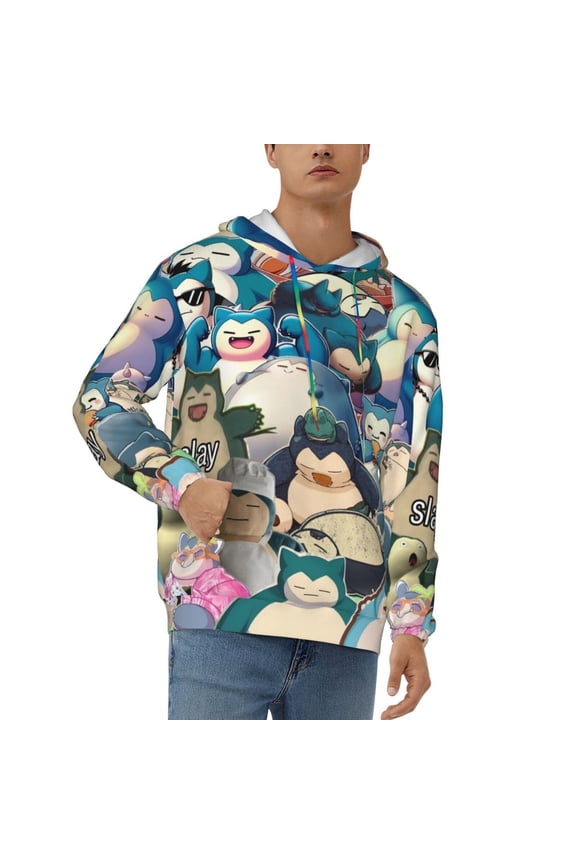 Snorlax Men's Hoodie Novelty Pattern Long Sleeve Unisex Pullover Hoodies Casual Hooded Sweatshirt with Pocket
