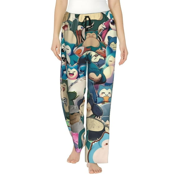 Snorlax Women's Pajama Pants Ultra Soft Comfy Sleep Lounge Pants Cartoon Print Lightweight Casual Bottoms Loungewear