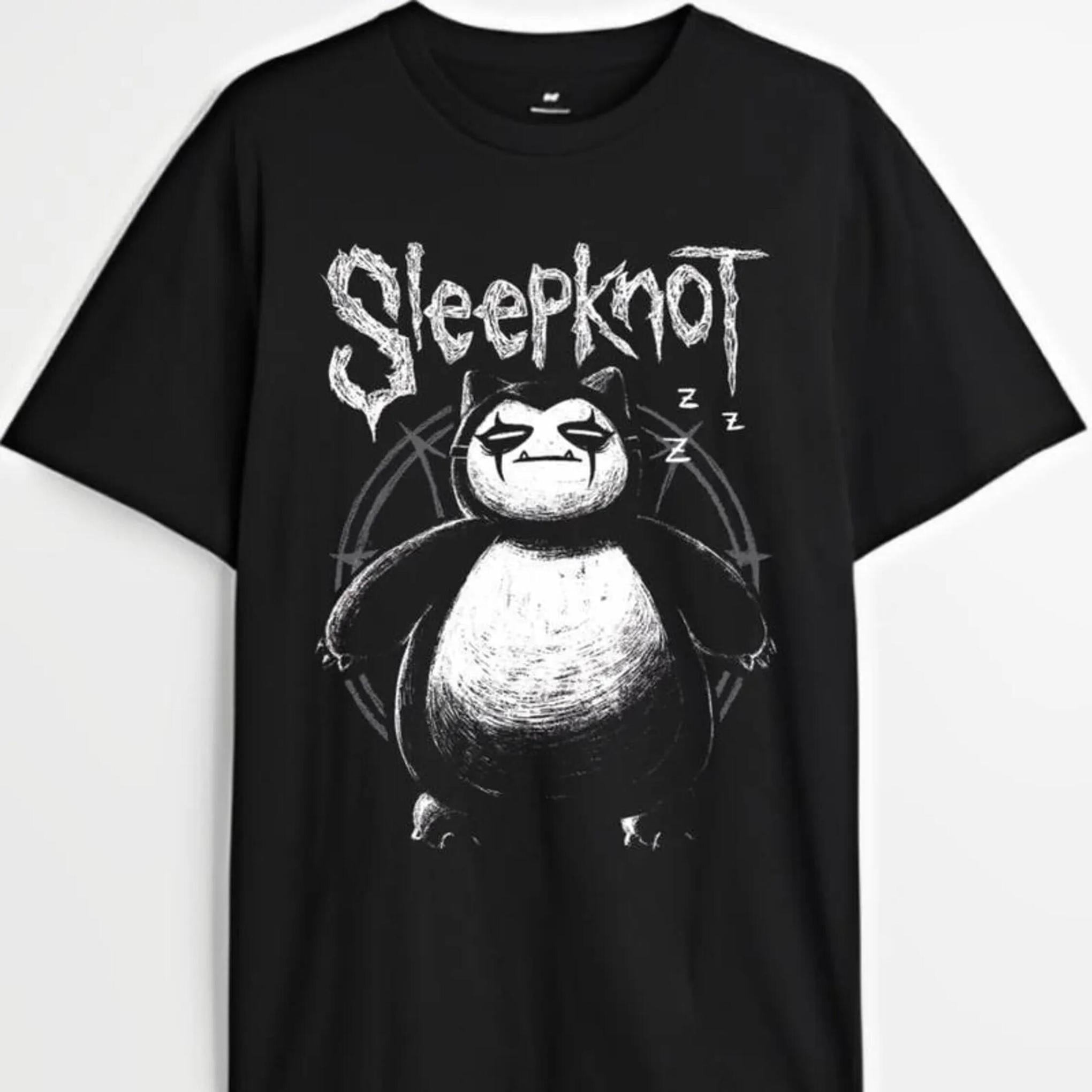Snorlax X Sleepknot Graphic Print Cotton T-shirt, Retro Pocket