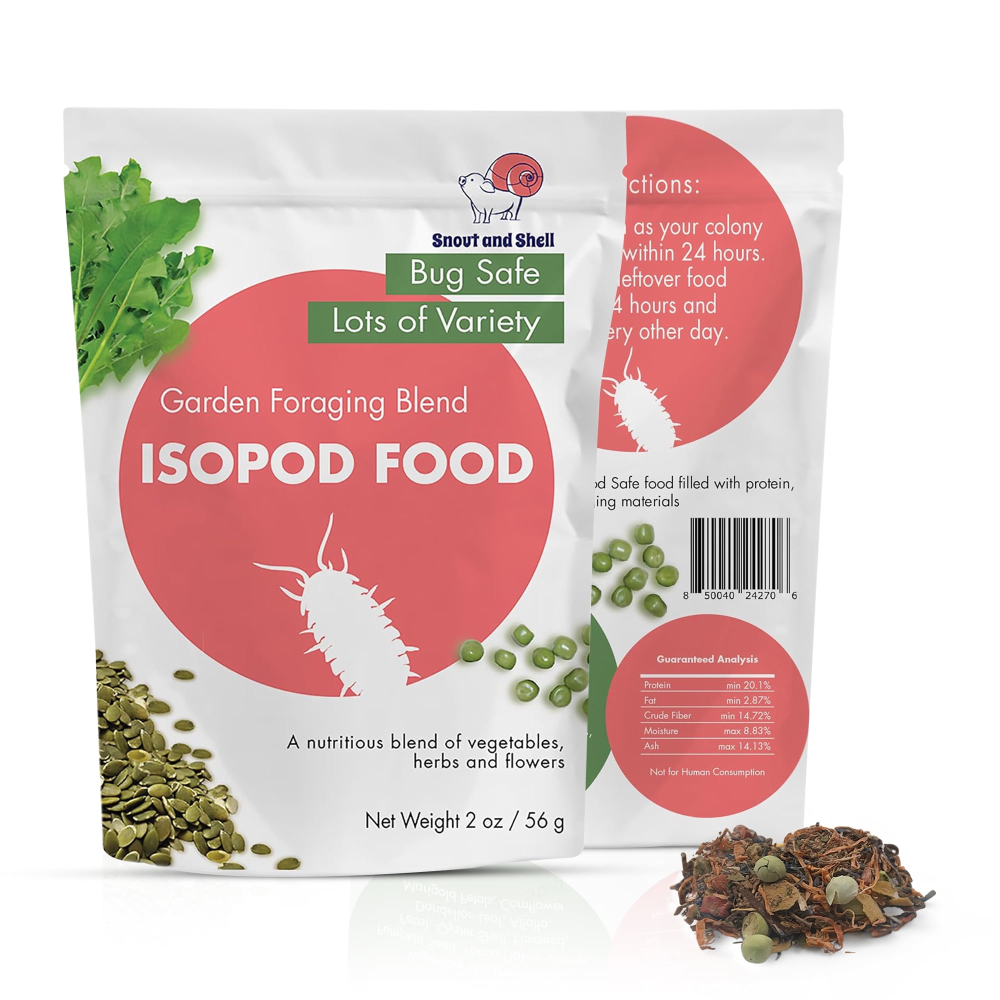 Snout and Shell Isopod Food A Bountiful Selection Crafted to Enrich Your Pet's Habitat and Diet (Garden Foraging Blend)