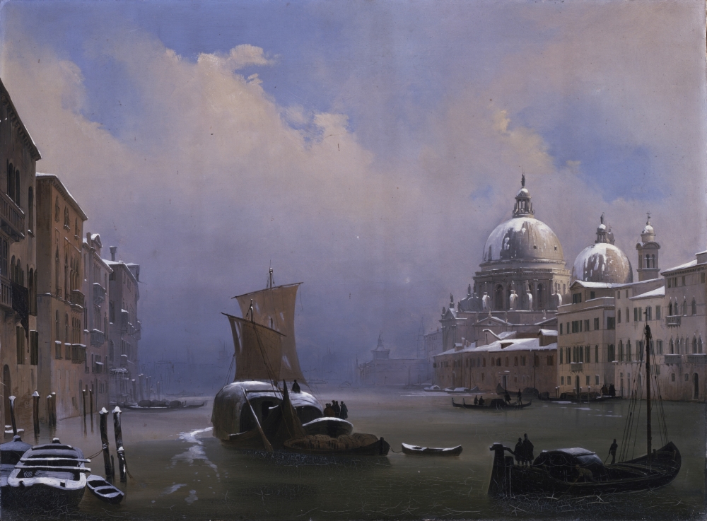 Snow And Fog In Venice Canvas Art - (36 x 24)
