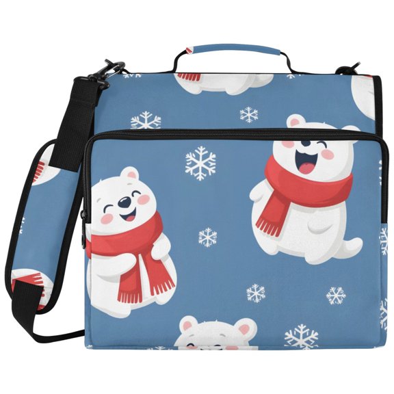 Snow Bear Pattern 3 Ring Binder Bag Zipper Binder Organizer with 14 Inch Laptop Sleeve