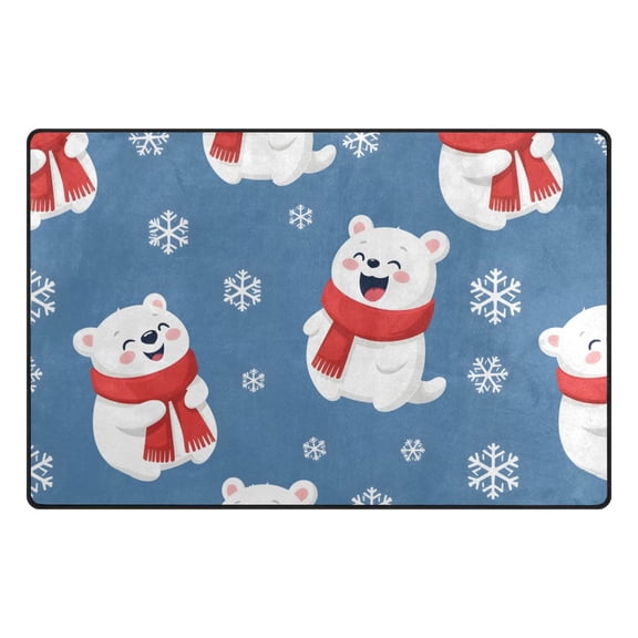 Snow Bear Pattern Memory Foam Area Rug 31"x20" Non Slip, Absorbent, Fade Proof for Living Room, Bedroom, Office