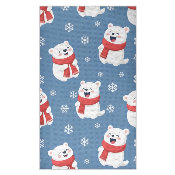 Snow Bear Pattern Waffle Kitchen Towels 18x30 in Soft Absorbent Quick Dry Dishcloths