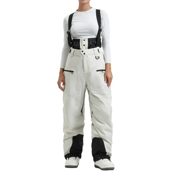 Snow Bibs Women Baggy Snowboard Pants Insulated Waterproof Snow Pants Overalls Windproof Warm Ski Bib with Zipper Pockets