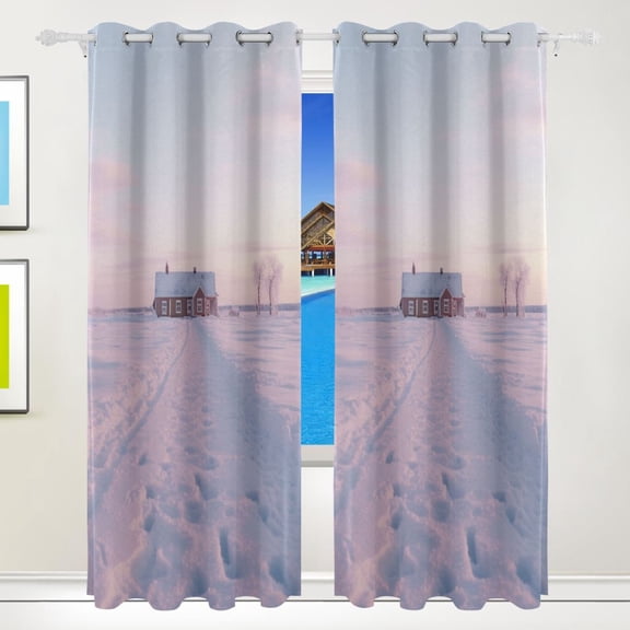 Snow Black Out Curtains 84 Inch Length for Bedroom Living Room Windows 2 Panels Set