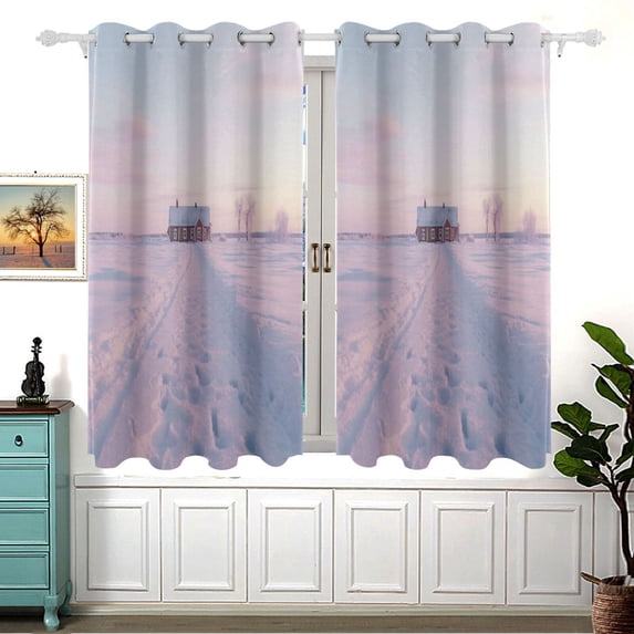 Snow Black Out Curtains Aesthetic for Bedroom Living Room Sliding Glass Doors Kitchen Windows 2 panels set