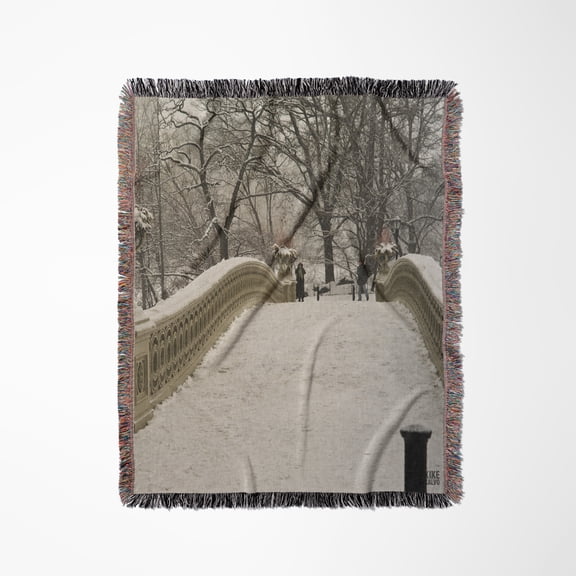 Snow Blizzard In Central Park Manhattan New York City, Woven Blanket
