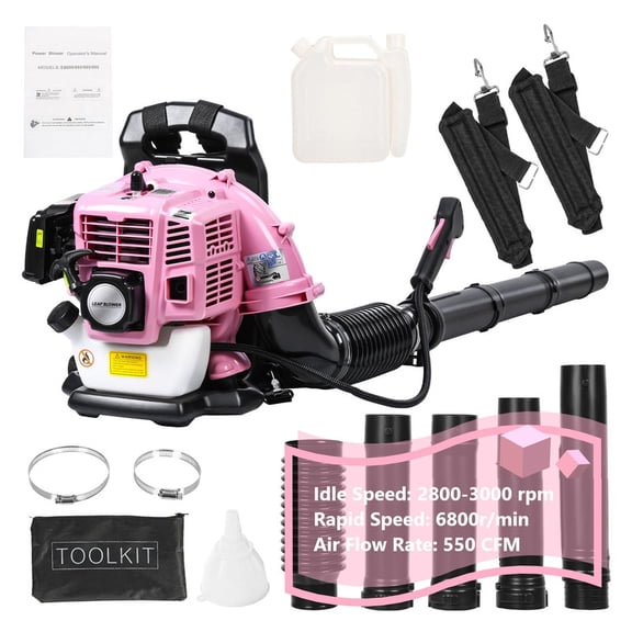 Snow-Blower-Leaf-Blower | Leaf Blower, 52CC 2-Stroke Backpack Gas Leaf Blower, Backpack Blower, Gas Blower, Up to 550 CFM, Powerful Clearing, for Lawn Care Yard Dust Debris (Pink)