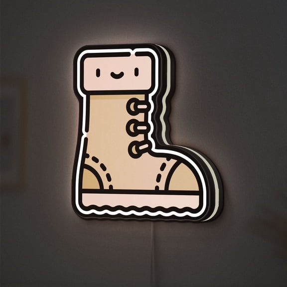 Snow Boots 3D Novelty Light Box for Winter Fashion and Climbing Enthusiasts, Footwear Lamp Decor for Cold Weather Adventures (Width 12 inch, 30cm)