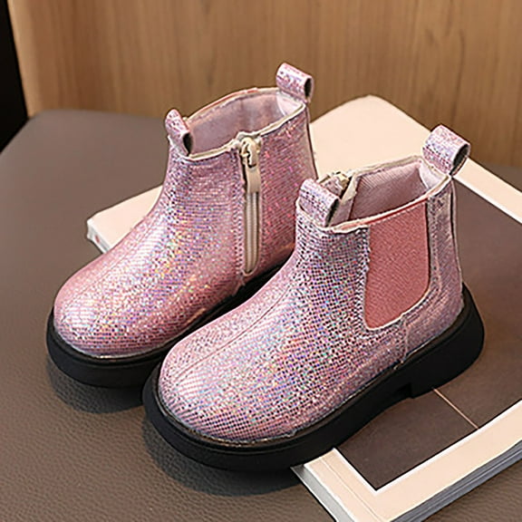Snow Boots,Boys Girls Shoes Mesh Lace Fashion Boots for Children Non Breathable Design for Daily,Short Brown Boots,01 Pink,8.5