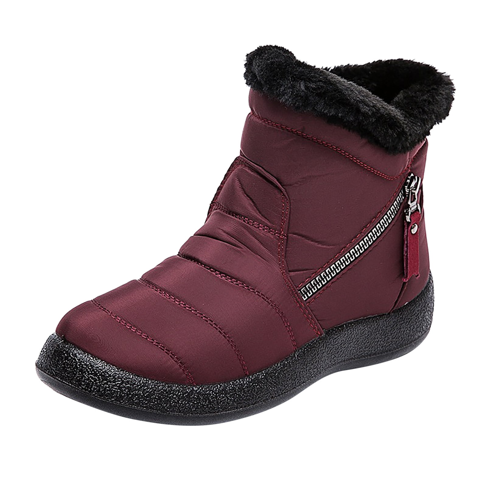 Snow Boots Flat Proof Warm LaceUp Boots Women Water Keep Velvet Round ...