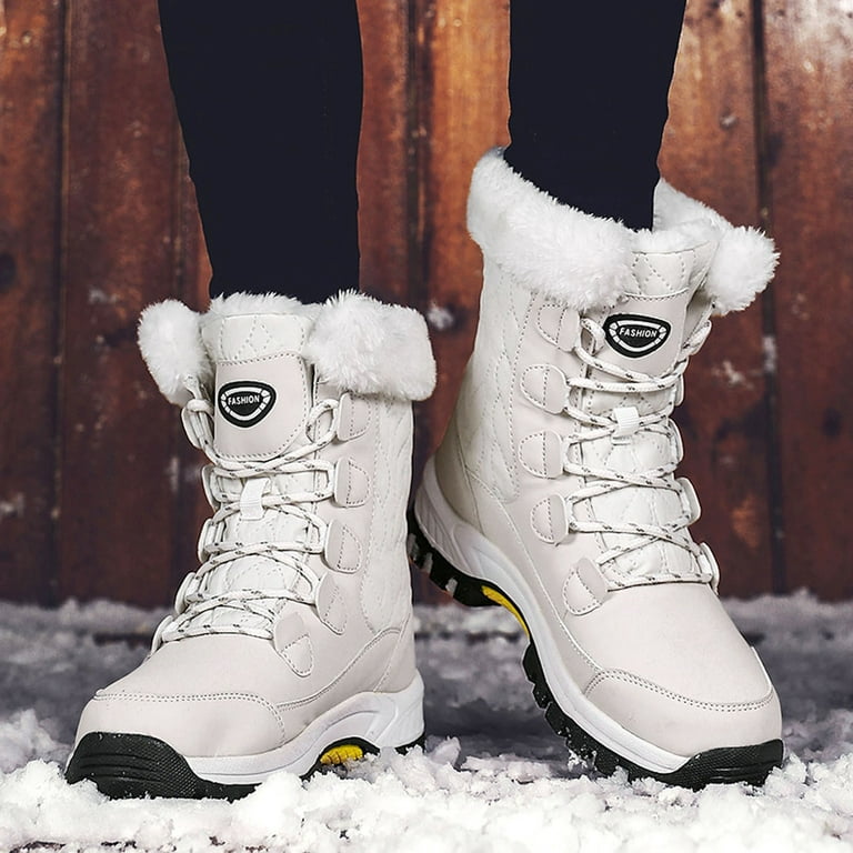 Snow Boots Flat Proof Warm LaceUp Boots Women Water Keep Velvet Round Toe  Shoes Plus Women's Boots