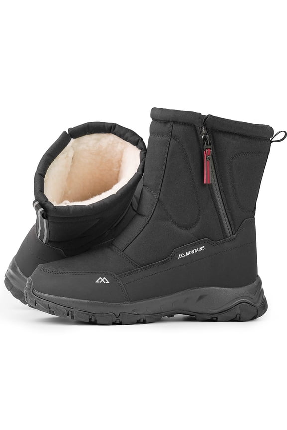 Snow Boots For Men Women Waterproof Insulated Anti-Slip Warm Winter Shoes Lightweight Faux Fur Lined Frosty Warm Outdoor Boots Black size 6.5