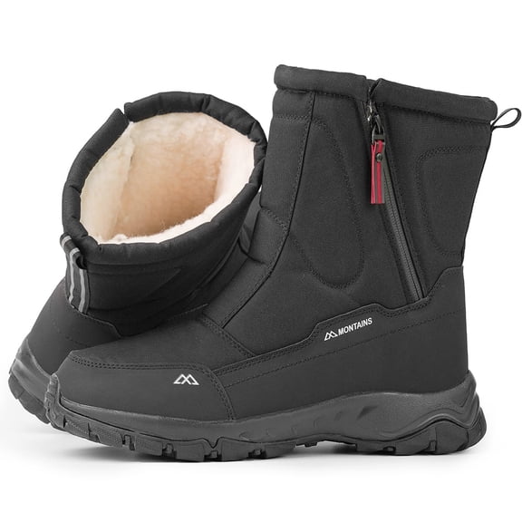 Snow Boots For Men Women Waterproof Insulated Anti-Slip Warm Winter Shoes Lightweight Faux Fur Lined Frosty Warm Outdoor Boots Black size 7.5