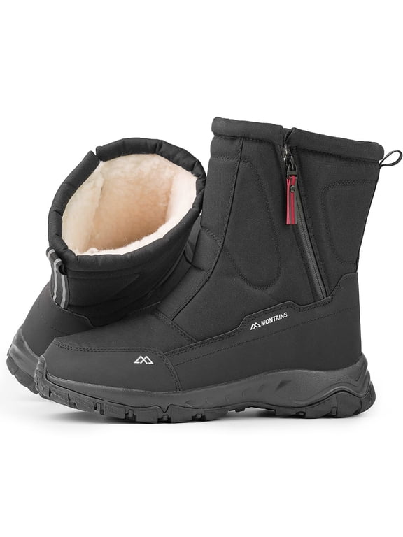 Snow Boots For Men Women Waterproof Insulated Anti-Slip Warm Winter Shoes Lightweight Faux Fur Lined Frosty Warm Outdoor Boots Black size 8.5