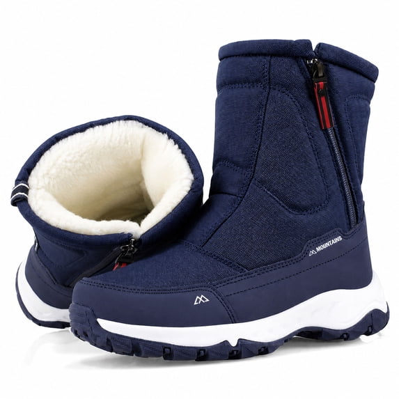 Snow Boots For Men Women Waterproof Insulated Anti-Slip Warm Winter Shoes Lightweight Faux Fur Lined Frosty Warm Outdoor Boots Blue size 11
