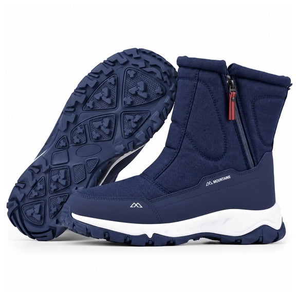 Winter Snow Boots for Men Women Waterproof Insulated Faux Fur Lined Anti Slip Winter Shoes Lightweight Outdoor Winter Boots Blue Size 5