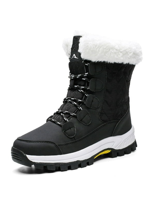 Snow Boots For Women Winter Waterproof Shoes Thickened Faux Fur Lined Frosty Warm Outdoor Boots
